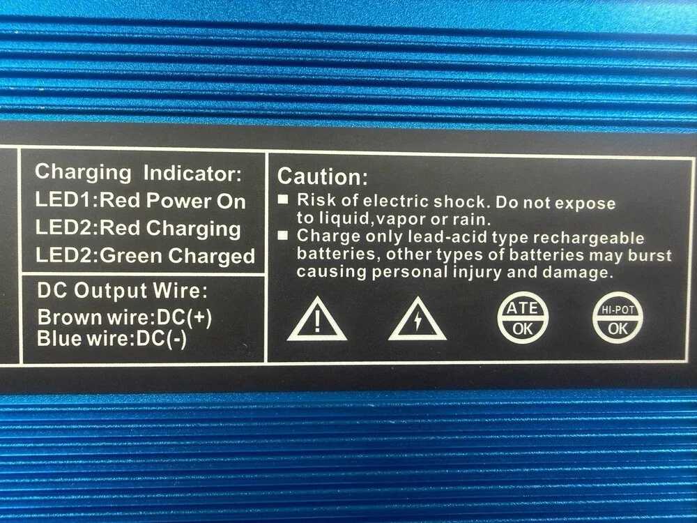 FLNGR 36V 12A Golf Cart Smart Battery Charger D Plug EZGO TXT Lead Acid